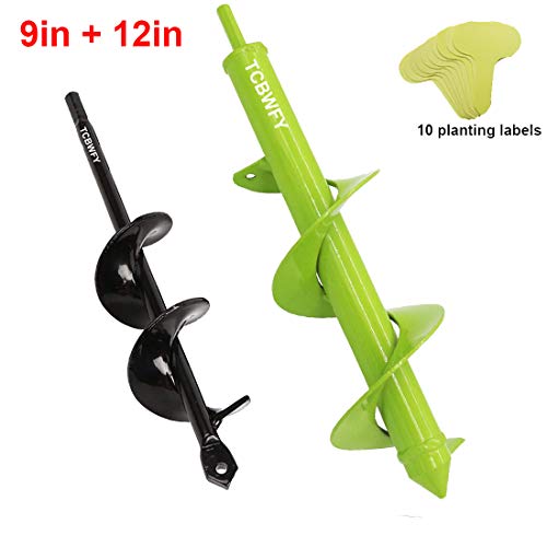 Auger Drill Bit 1.6x9inch & 3x12inch Garden Plant Flower Bulb Auge...