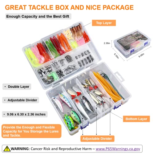TCMBY 327PCS Fishing Lures Tackle Bait Kit Set for Freshwater Fish...