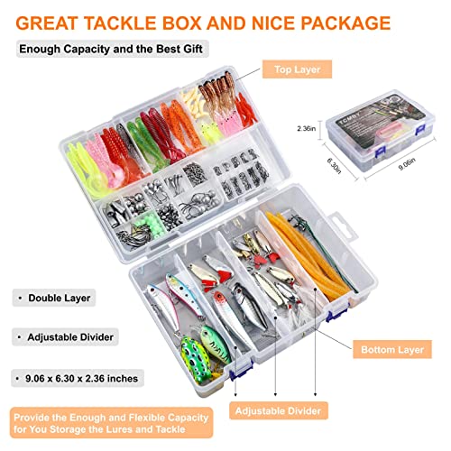 TCMBY 327PCS Fishing Lures Tackle Bait Kit Set for Freshwater Fish...