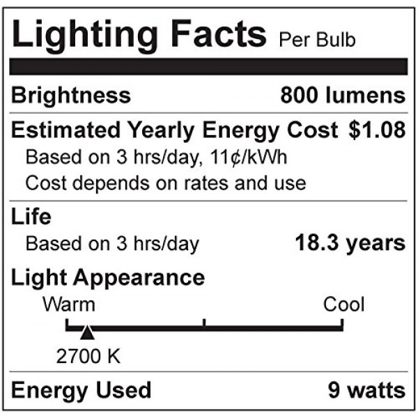 TCP 9W LED Light Bulbs 60 Watt Equivalent, A19 - E26, Medium Scr...