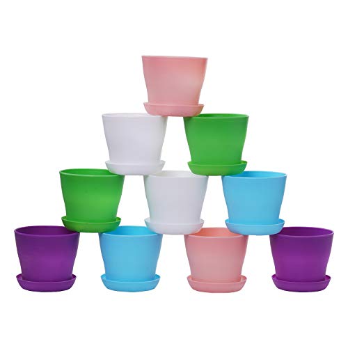 TDHDIKE 10 Pcs Plastic Planters Indoor Flower Plant Pots, Mini Flo...