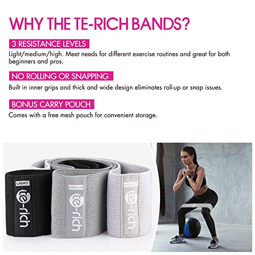 Te-Rich Resistance Bands for Legs and Butt, Fabric Workout Loop Ba...