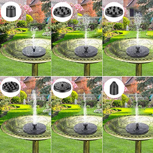 Solar Fountain Pump, Teamyo 6 Spray Patterns Solar Powered Bird Ba...