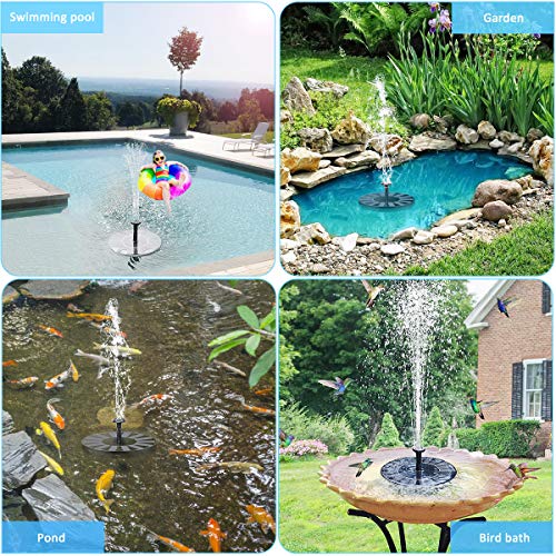 Solar Fountain Pump, Teamyo 6 Spray Patterns Solar Powered Bird Ba...