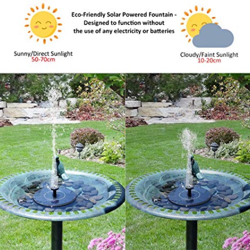 Solar Fountain Pump, Teamyo 6 Spray Patterns Solar Powered Bird Ba...