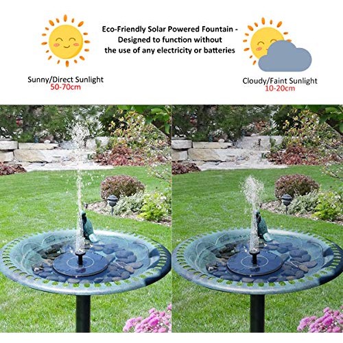 Solar Fountain Pump, Teamyo 6 Spray Patterns Solar Powered Bird Ba...