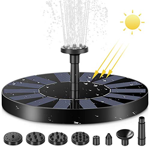 Solar Fountain Pump, Teamyo 6 Spray Patterns Solar Powered Bird Ba...