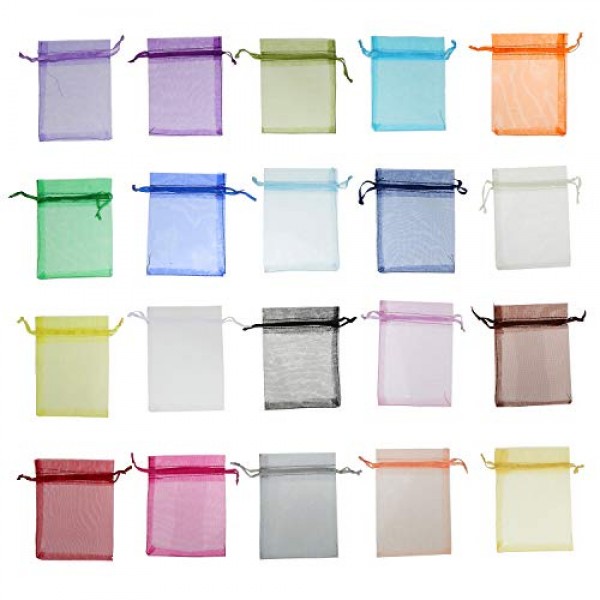 Tebery 200-Count Assorted Color Organza Gift Bags with Drawstring ...