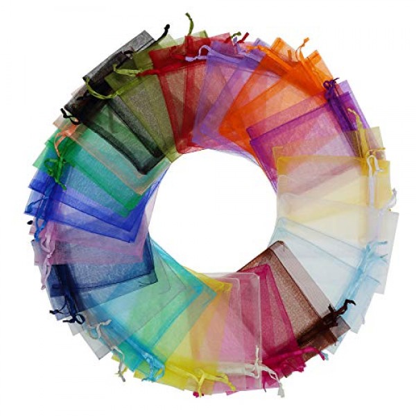 Tebery 200-Count Assorted Color Organza Gift Bags with Drawstring ...