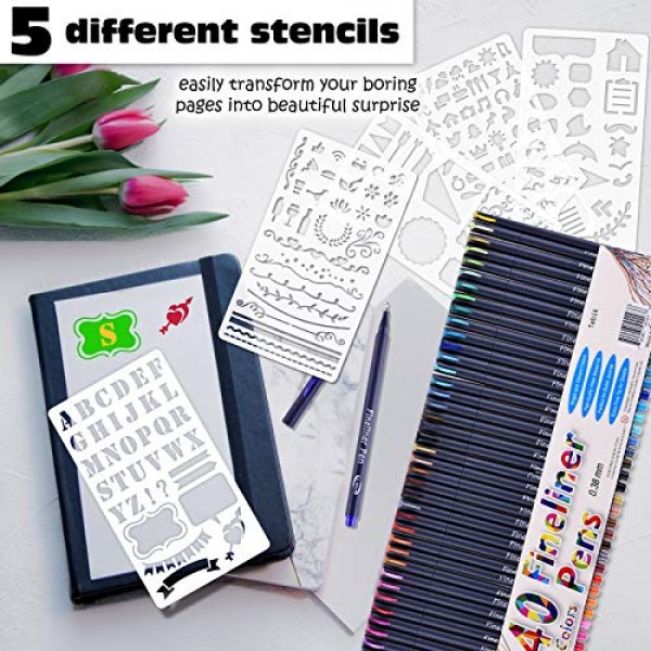 Tebik 45 Pack Journal Planner Pens Colored Pens, 40 Assorted Color...