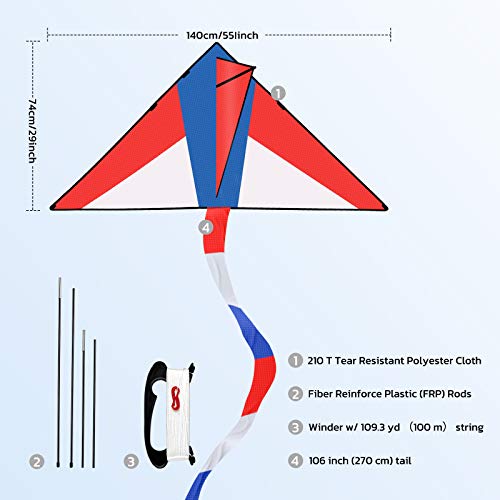 TECBOSS Kite for Kids Easy to Fly 55 x 29 in with Tear Resistant P...