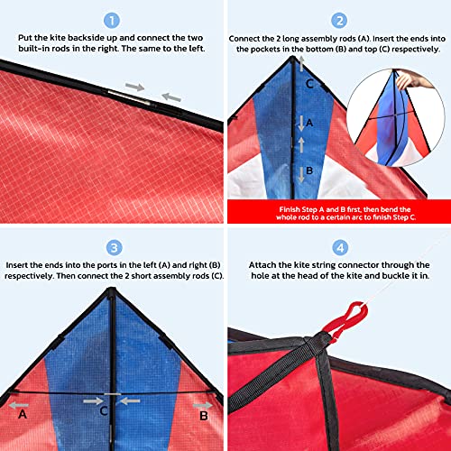 TECBOSS Kite for Kids Easy to Fly 55 x 29 in with Tear Resistant P...