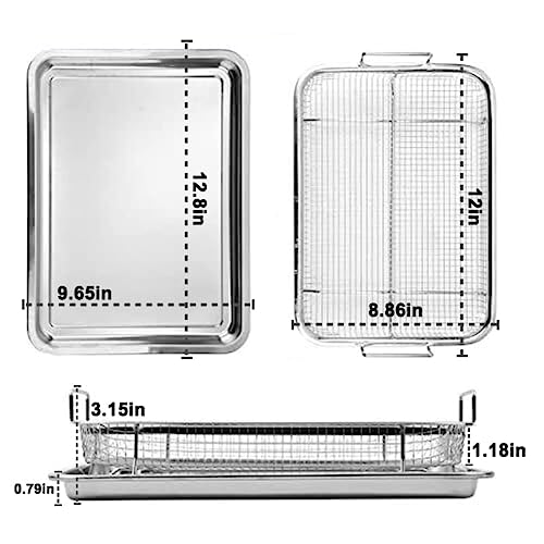 Air Fryer Tray, Air Fry Basket for Oven, 2 Piece Air Fryer Basket ...