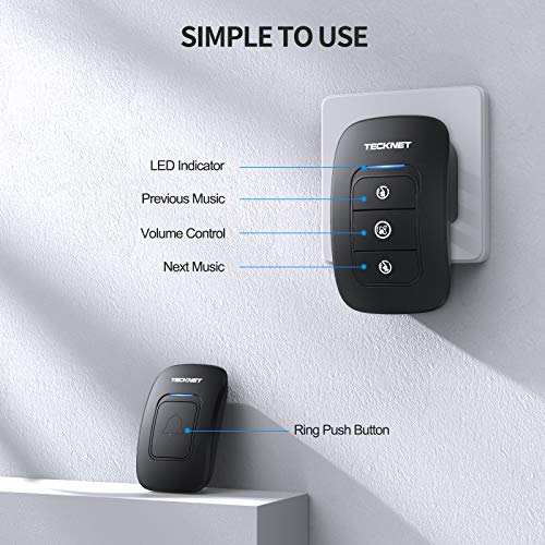 Wireless Doorbell, TeckNet Waterproof Wireless Door Bell Chime Kit...