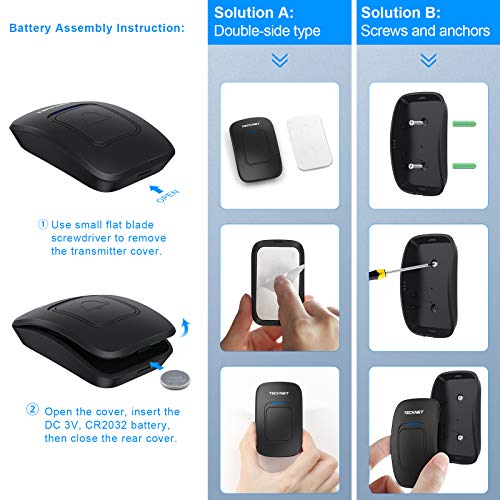 Wireless Doorbell, TeckNet Waterproof Wireless Door Bell Chime Kit...