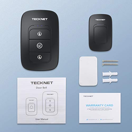 Wireless Doorbell, TeckNet Waterproof Wireless Door Bell Chime Kit...