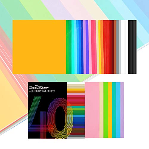 TECKWRAP Permanent Adhesive Vinyl Sheets 12 x 12 40 Sheets/Pack ...