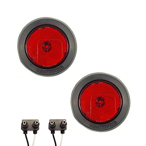 Pair of LED 2.5 Round Red Clearance/Side Marker Lights with Gromm...