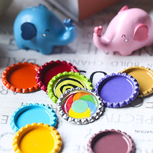 TecUnite 100 Pieces Flattened Bottle Caps in Double Sides Printed ...