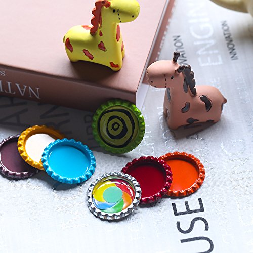TecUnite 100 Pieces Flattened Bottle Caps in Double Sides Printed ...
