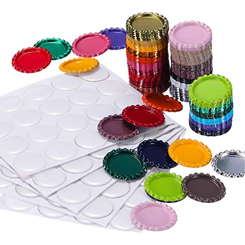 TecUnite 100 Pieces Flattened Bottle Caps in Double Sides Printed ...