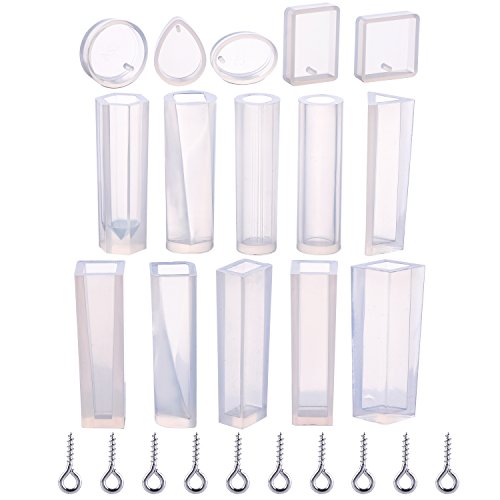 TecUnite 15 Pieces Resin Molds Silicone Pendant Mould for Jeweller...
