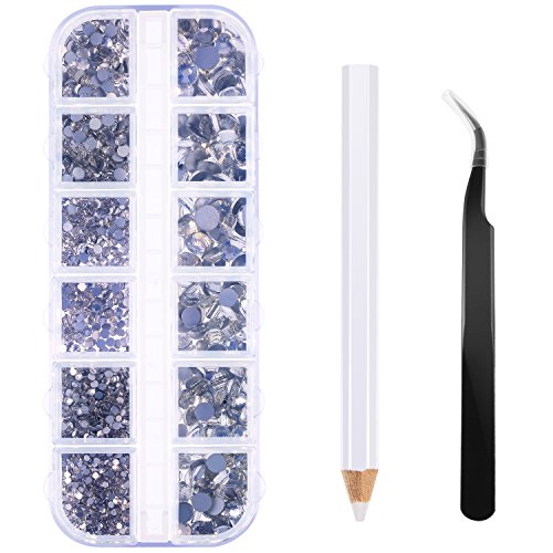 TecUnite 2000 Pieces Flat Back Gems Round Crystal Rhinestones 6 Si...