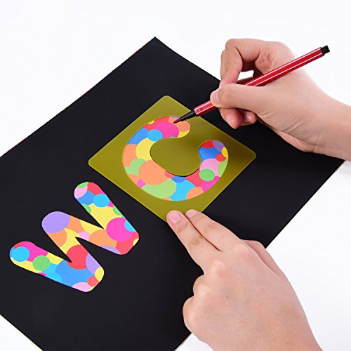 TecUnite 26 Pieces Alphabet Stencils Set Plastic Letter Stencils f...