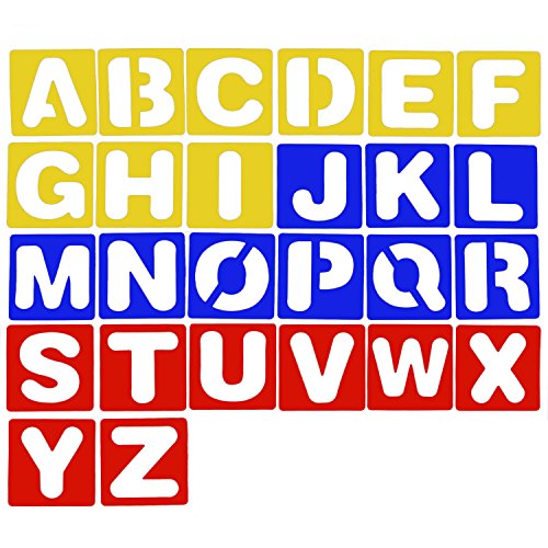 TecUnite 26 Pieces Alphabet Stencils Set Plastic Letter Stencils f...