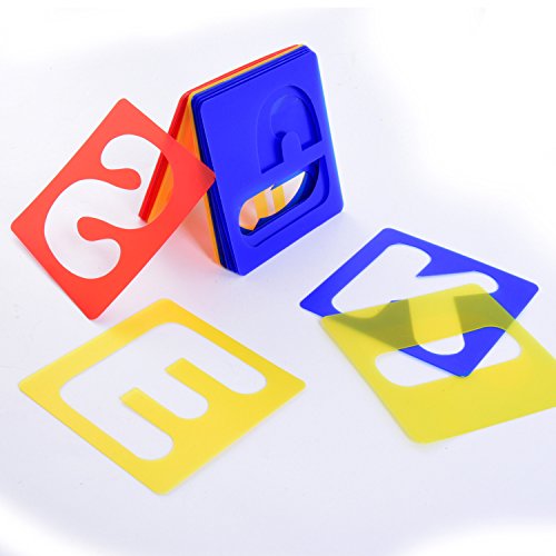 TecUnite 26 Pieces Alphabet Stencils Set Plastic Letter Stencils f...