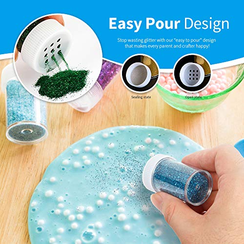 Fine Glitter Set 20g, Teenitor 24pcs Glitter Shake Jars for Art Cr...