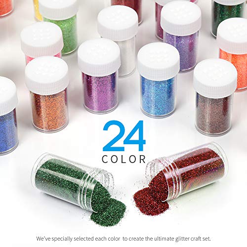 Fine Glitter Set 20g, Teenitor 24pcs Glitter Shake Jars for Art Cr...