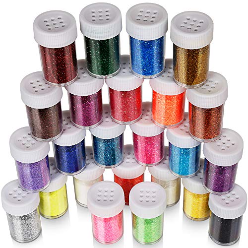 Fine Glitter Set 20g, Teenitor 24pcs Glitter Shake Jars for Art Cr...
