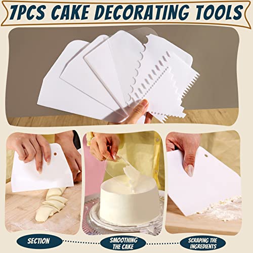 Teenitor Cake Scraper Cake Smoother, 7 Pcs Dough Scraper Bowl Scra...