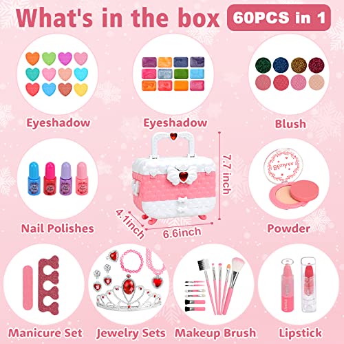 Kids Makeup Kit for Girl Toys, 60PCS Teensymic Toys for Girls Real...