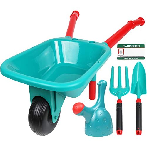 TeganPlay Kids Wheelbarrow and Garden Tools Set Outdoor Play for B...
