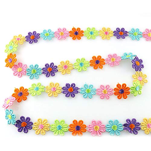 Tegg Daisy Lace 5 Yards 25mm/1inch Wide Colorful Daisy Flower Veni...
