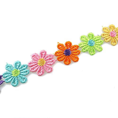 Tegg Daisy Lace 5 Yards 25mm/1inch Wide Colorful Daisy Flower Veni...