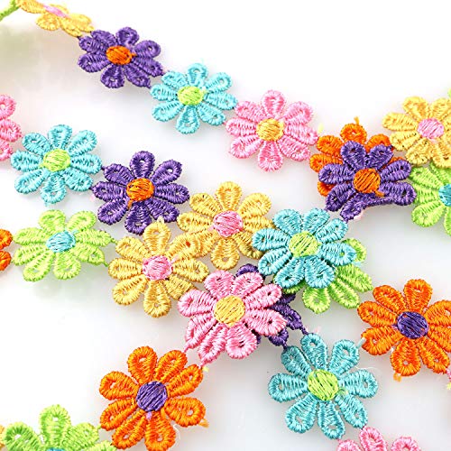 Tegg Daisy Lace 5 Yards 25mm/1inch Wide Colorful Daisy Flower Veni...