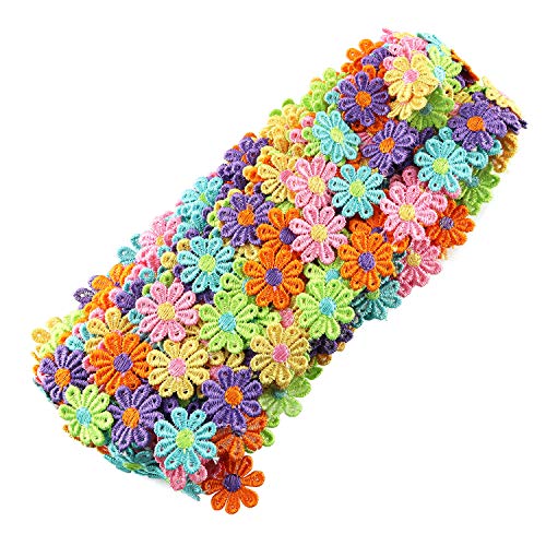 Tegg Daisy Lace 5 Yards 25mm/1inch Wide Colorful Daisy Flower Veni...