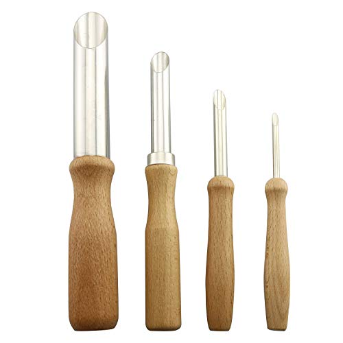 Tegg Round Hole Cutter 4 PCS Stainless Steel and Wood Circle Shapi...