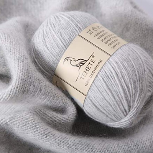 TEHETE 100% Cashmere Yarn for Crocheting 3-Ply Warm Soft Luxurious...