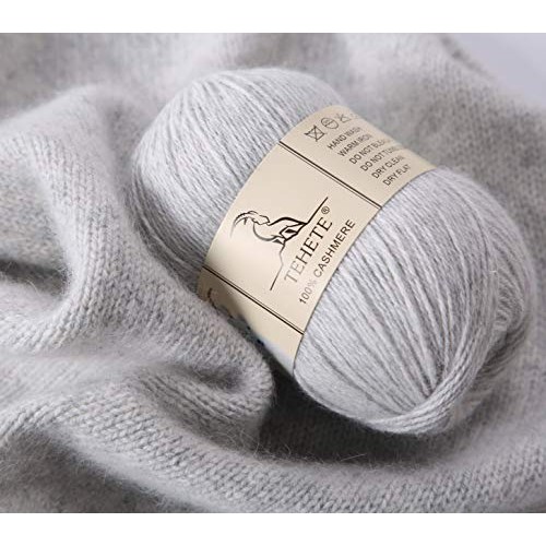 TEHETE 100% Cashmere Yarn for Crocheting 3-Ply Warm Soft Luxurious...