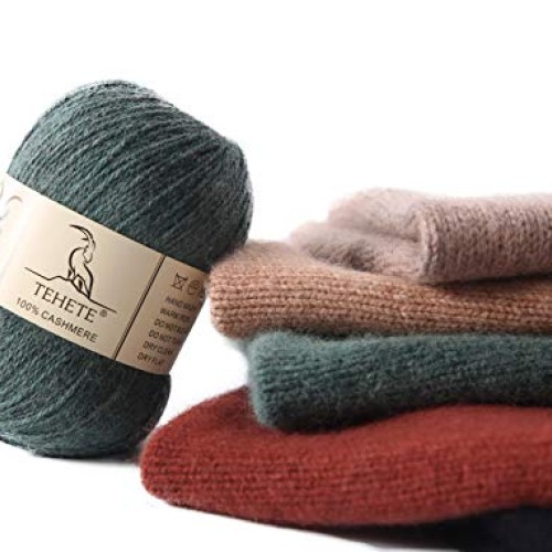 TEHETE 100% Cashmere Yarn for Crocheting 3-Ply Warm Soft Luxurious...