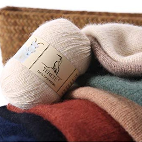 TEHETE 100% Cashmere Yarn for Crocheting 3-Ply Warm Soft Luxurious...