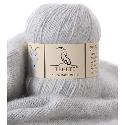 TEHETE 100% Cashmere Yarn for Crocheting 3-Ply Warm Soft Luxurious...
