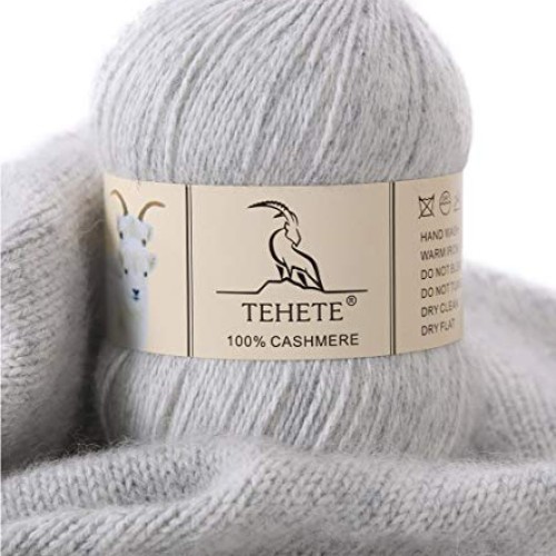 TEHETE 100% Cashmere Yarn for Crocheting 3-Ply Warm Soft Luxurious...