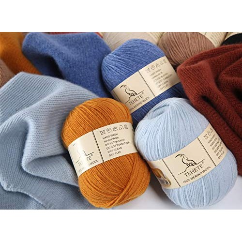 TEHETE 100% Merino Wool Yarn for Knitting 3-Ply Luxury Warm Soft L...