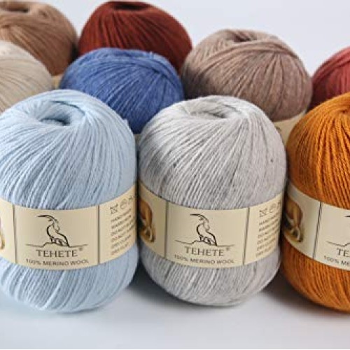 TEHETE 100% Merino Wool Yarn for Knitting 3-Ply Luxury Warm Soft L...