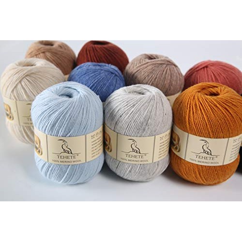 TEHETE 100% Merino Wool Yarn for Knitting 3-Ply Luxury Warm Soft L...
